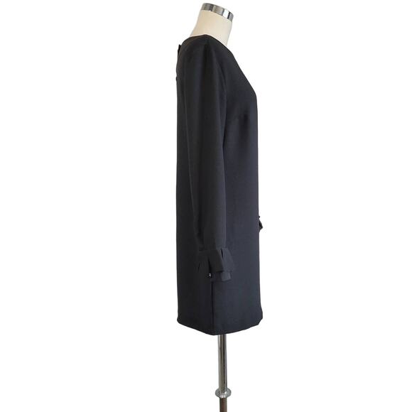 Banana Republic Button-Back Closure Ruffle Cuff Shift Dress Pockets Size 4 LBD - Picture 3 of 10